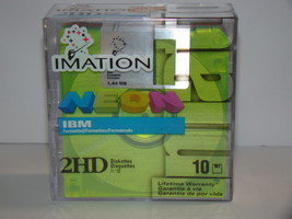 IMATION 2HD IBM Formatted Diskettes - NEON - 1.44 MB - 10 Count (New) - £12.55 GBP