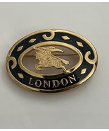 Burberrys London Gold Blue Enamel Pin Vintage Brooch Prorsum Knight Rare... - $183.14 CAD
