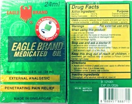 3 x 24ml Eagle Brand Medicated Green Oil, Relief Pains - Dầu xanh con ó. - $19.79
