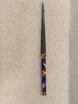 6" Dark Blue Floral Handle Letter Opener *Pre-Owned* ff1 - $11.99