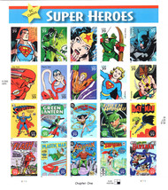 USA Stamp Sheet SUPER HEROES DC COMICS Chapter One 0.39 X 20 - MINT - $29.50