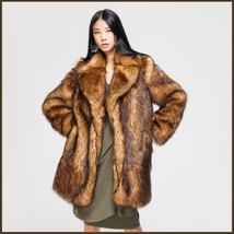 Luxury Roaring Twenties Big Muskrat Coat Turn Down Collar Imitation Faux Fur image 1