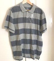 New GAP Men Blue Striped Gray Flag Cotton Short Sleeve Pique Polo Shirt XL - $24.95