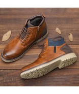 Botines Hombre Boots Mocasines Patchwork Cordones Punta Redonda Hechos C... - £64.03 GBP