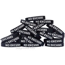 20 NO EXCUSES Wristbands - High Quality Debossed Color Filled Silicone Bracelets - £16.66 GBP