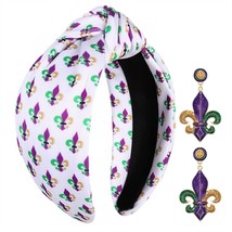 Mardi Gras Headband for Women Mardi Gras Accessories Printed Fleur De Lis Mask H - £24.93 GBP