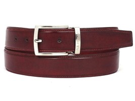 Paul Parkman Mens Belt Leather Calfskin Bordeaux Italian Hand-Painted B0... - $149.99