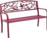 Perched Birds Metal Park Patio Bench, 50&quot; Wide, Red - $252.99