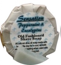 Sensation Shave Soap ~ All Natural  Eucalyptus &amp; Peppermint Shaving Disk 3oz Bar - £7.87 GBP
