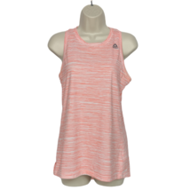 Reebok Womens Athletic Tank Top Size Small Orange White Striped Scoop Neck - $15.25