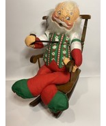 Annalee Doll 16&quot; Santa Pipe Wood Rocking Chair 1967 Made in the USA - £64.71 GBP
