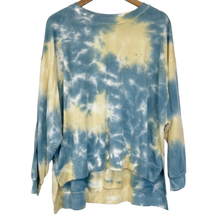 NEW Found Womens S Tie Dye Sweatshirt Step Hem Top Moon Shadow Blue Yellow - £19.24 GBP