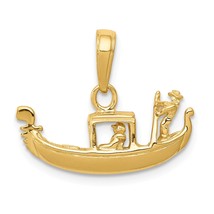 14K Yellow Gold 3D Gondola Boat Charm Italy Pendant Jewerly 14mm x 20mm - £145.27 GBP