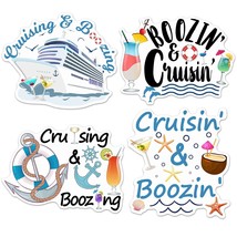 4 Pcs Cruise Door Magnets Funny Cruising And Boozing For Cruise Ship Doo... - $14.99