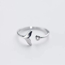 925 Sterling Silver Jewelry Fishtail Fish Wave Crystal Opening Ring - £7.98 GBP