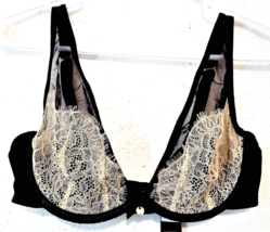 36D Cacique Cleavage Solution Veiled Sheer Lace Triangle Unlined Plunge Bra - £17.75 GBP