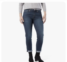 Signature by Levi Strauss Jeans Womens 6 Mid Rise Slim Fit Boyfriend Cuffed - $17.05