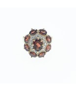 Garnet Cocktail Ring LIRM 925 Diamond Cut Oval Gold Size 6 - $72.57