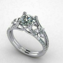 3.00 Ct Diamond 14K White Gold Over Women&#39;s Split Shank Floral Engagement Ring - £78.65 GBP