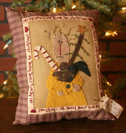 Primary image for  4P0074 -All Hearts Come Home for Chrismas  Pillow... Primitive pillow 