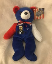 GEORGE W BUSH TOY BEAR 43rd  PRESIDENT USA RED WHITE BLUE FLAG REPUBLICA... - $12.38