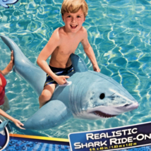 6 Foot Inflatable Great White Shark Swimming Pool Water Ride On Toy - £13.41 GBP