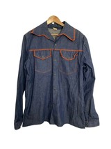 Vintage Stevens Sportswear Mens Denim Work Shirt Size Large Retro Stitching - £123.84 GBP