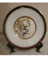 LAL Chokin Art Collection 24KT Gold Rim 6&quot; Plate With Two large Birds Si... - $39.58 CAD