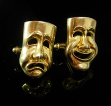 Ghostly Faces Vintage Cufflinks Shields COMEDY TRAGEDY Drama Theater Mas... - £58.84 GBP