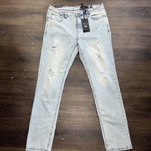 New WXYZ Jeans Mens 34x 32 Nomad Slim Fit Acid Wash Blue Distressed Stre... - $30.25