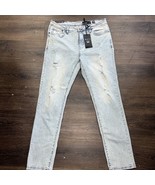 New WXYZ Jeans Mens 34x 32 Nomad Slim Fit Acid Wash Blue Distressed Stre... - £23.79 GBP