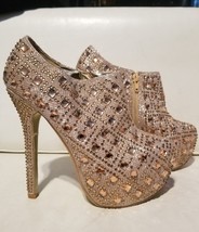 Bella Luna Crystal Champagne Platform Pole Dancer Stripper Booties Stile... - $1,104.63 MXN