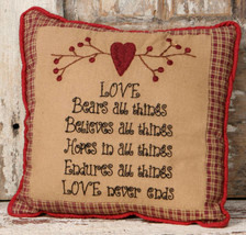  8P5708-Love Bears All Things Pillow  ...... Primitive pillow  - £8.59 GBP