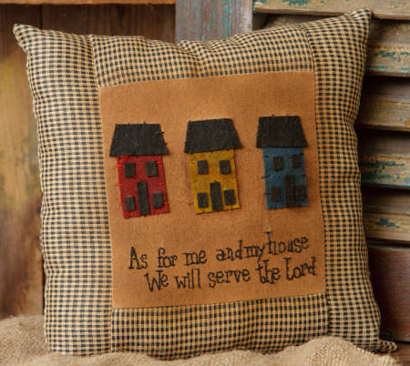 Primary image for   8P5764-As for me & my house   ...... Primitive pillow 