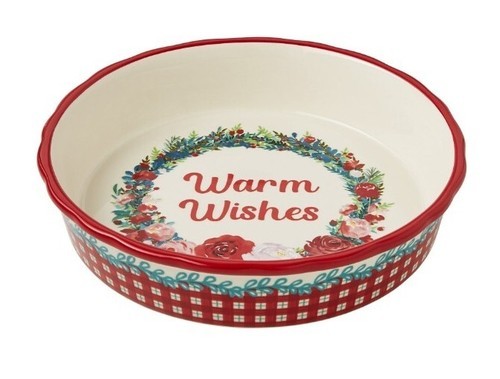 Pioneer Woman ~ WARM WISHES ~ 9" Stoneware ~ Pie & Tart Pan ~ Ruffled Top Item image 3