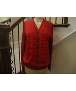 J. Lindeberg Red &amp; burgundy striped 100% cotton sweater cardigan NICE L   - £29.25 GBP