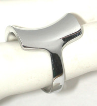 Modernist Design square Ring Stainless Steel Size 7 QVC signed - $12.00