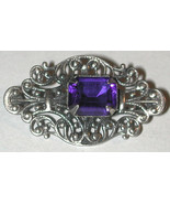 Signed Sadie Green vintage filigree Pin/brooch Blue Stone Silver-tone - £7.87 GBP