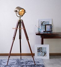 Nauticalmart Designer's Classic Sheesham Wood Brass Finish Tripod Floor Lamp - $128.70