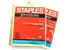 2 Packs of 4 Sets Each Staples Clear 5-Tabs Insertable Dividers 3-Hole P... - £5.99 GBP