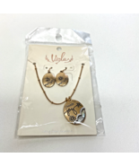 Choose Joy Pendant Necklace &amp; Earrings Set Inspirational Flower Textured... - $16.36 CAD