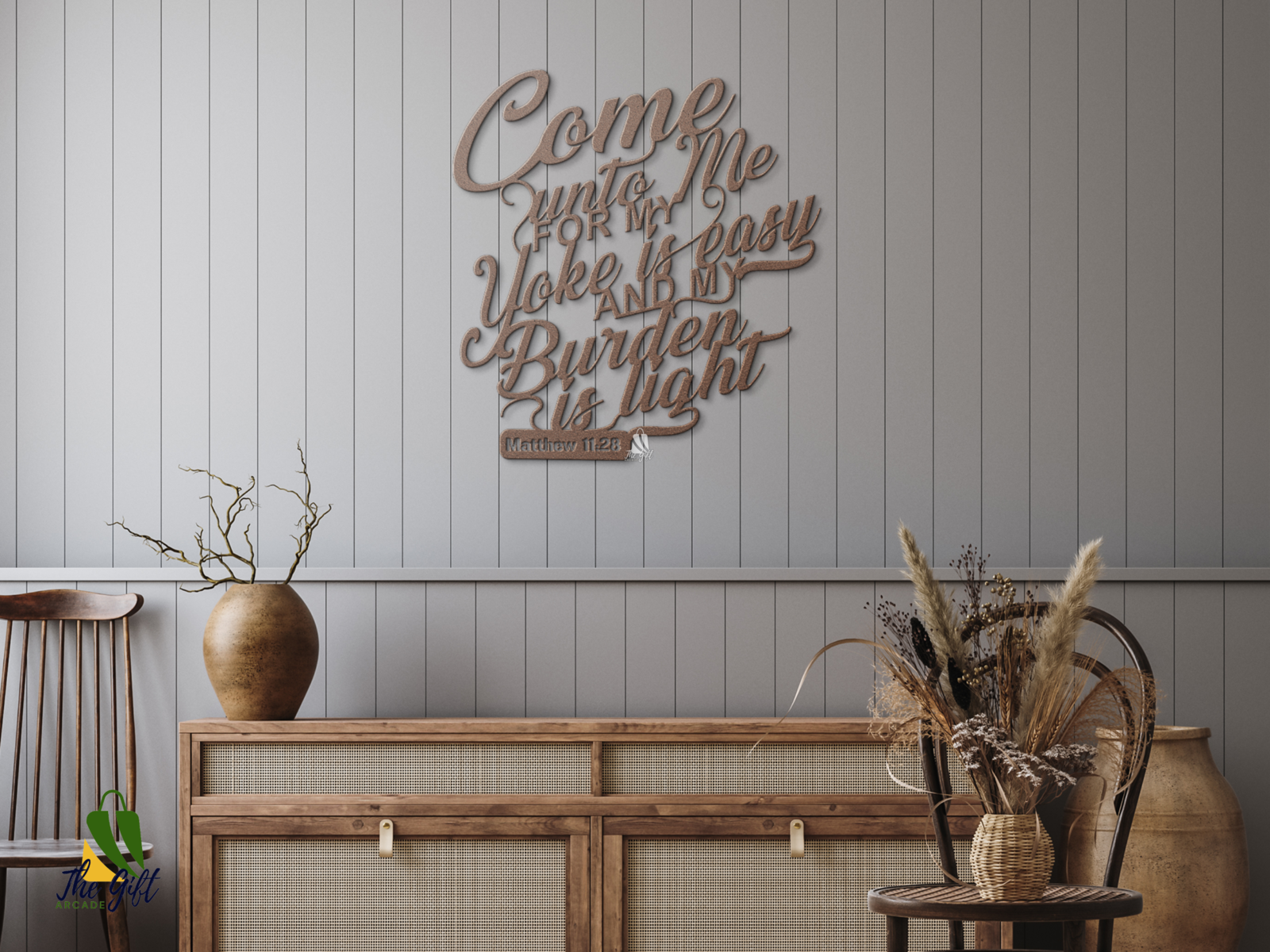 Mathew 11:28 Bible Verse Metal Wall Art - Inspiring Christian Home Decor Gift