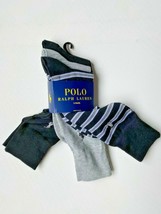 POLO Ralph Lauren 3 Pairs Socks Black / Grey Stripe Pony - £54.35 GBP