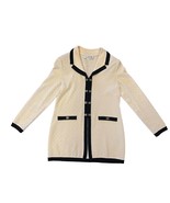 St. John Collection By Marie Gray Vintage Zip Cardigan Jacket Cream Blac... - £143.74 GBP