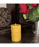 Handmade 100% Pure Beeswax Pillar Candle PATTERNS 100% Cotton Wick - £11.15 GBP