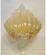 Art Glass Shell Shape Bowl Irridescent With Pedestal 16 Inch Long x 12 I... - £66.83 GBP
