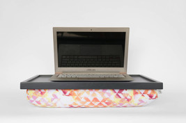 Laptop stand, laptop tray with beanbag pillow, Serving tray- dark grey tray, geo - £39.26 GBP