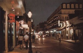 Bourbon Street Night New Orleans Louisiana LA Postcard C36 - £2.39 GBP