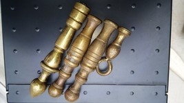 6 Jj09 Solid Brass Handles, 4 Pcs, Assorted, 1# Of Metal, Good Condition - £4.62 GBP