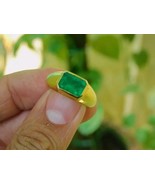 2Ct Emerald Cut Lab Created Emerald Men&#39;s Wedding Ring 14K Yellow Gold P... - $254.79